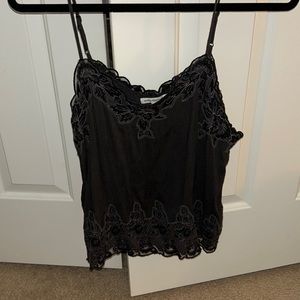 Medium Dark Gray Tank Top with Floral Decor Around Edges from American Eagle